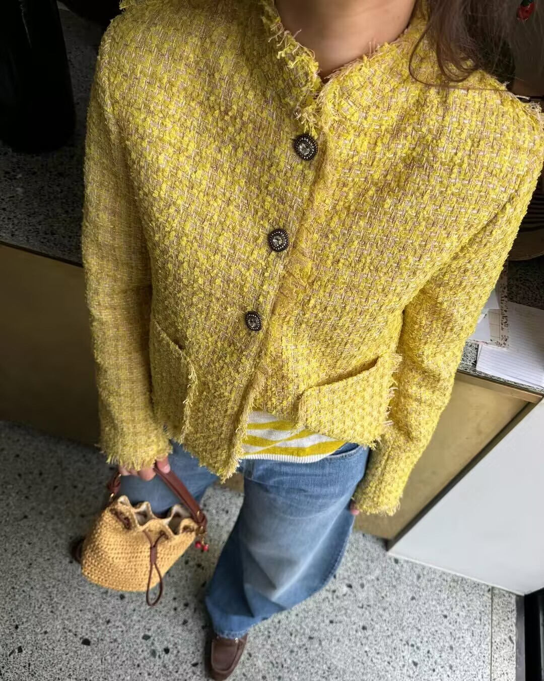 Yellow Winter Clothing - Sonbahar Kış Yeni Zarif Yün Ceket