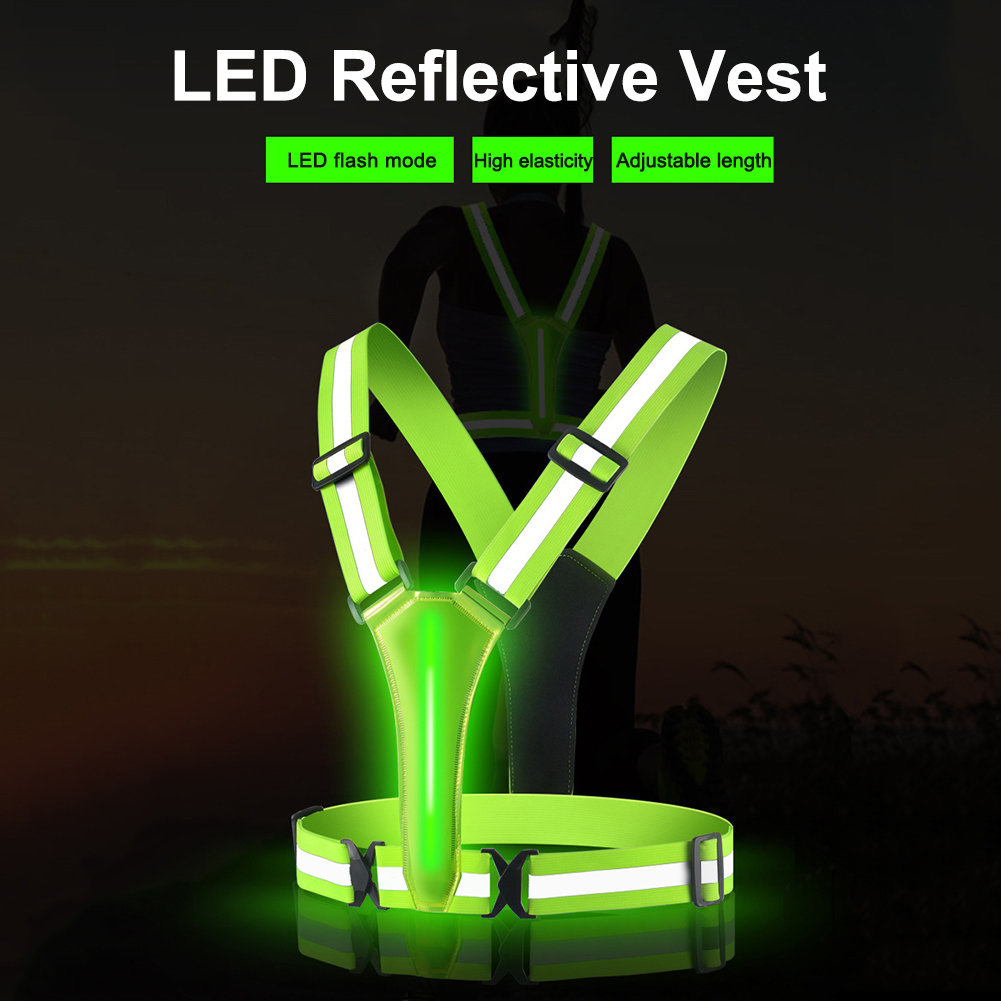Yellow Winter Clothing - LED'li Koşu Yeleği Ayarlanabilir Yansıtıcı Koşu