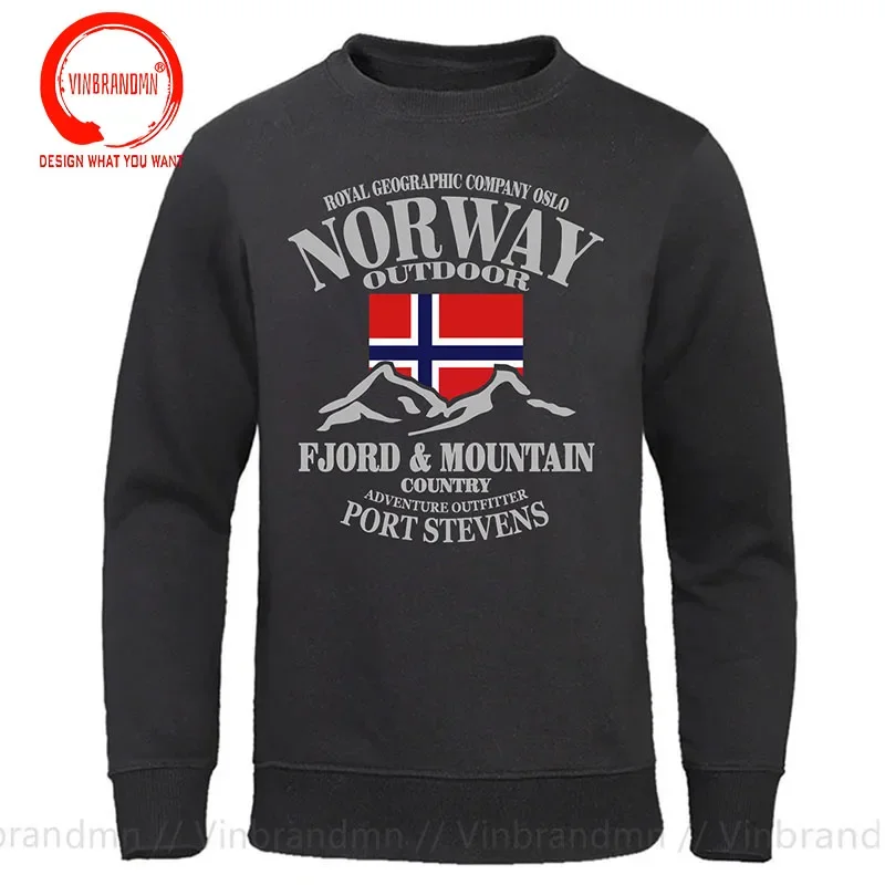 Winter Clothing Norway - Norveç Fjord Dağ Baskılar Tişörtü Erkekler