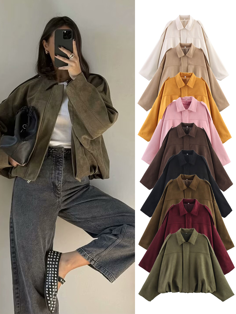 Winter Clothing Women Sale - TFMLN Kadın Süet Bombacı Ceket Bahar
