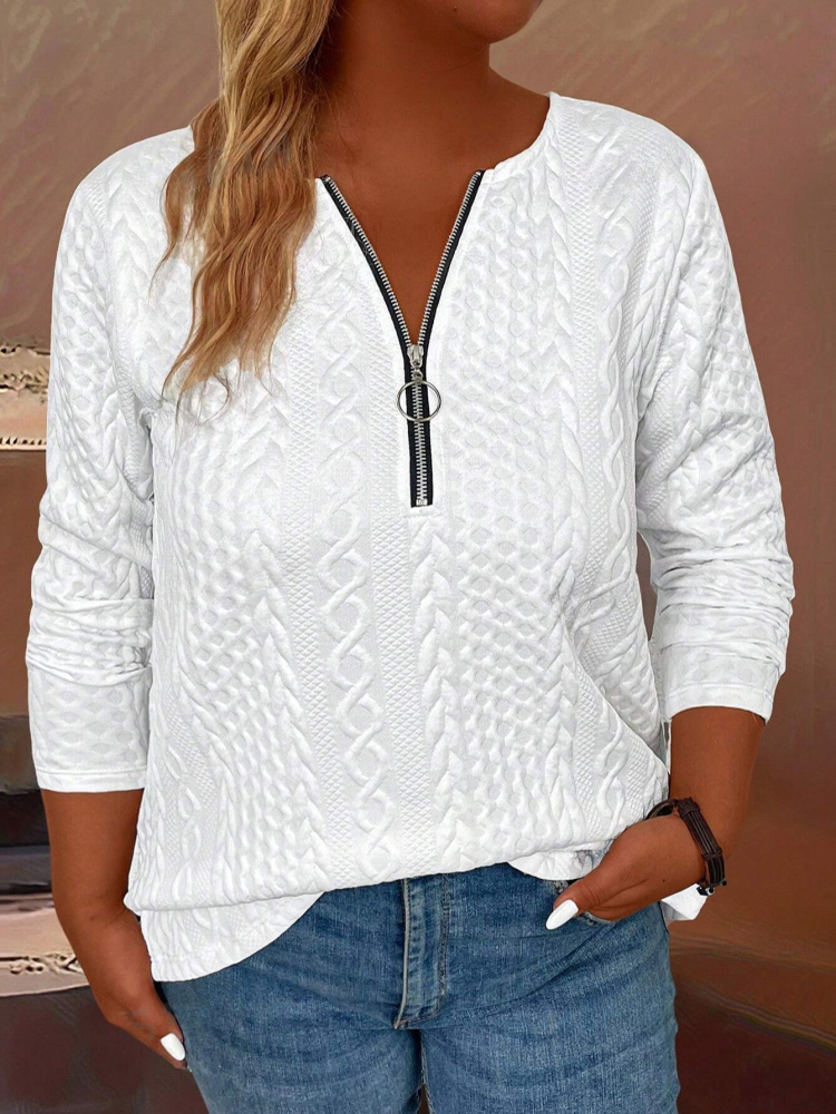 Winter Clothing Trends For Women - Kadın Giyim Sonbahar/Bahar T-shirt Yarım Fermuar