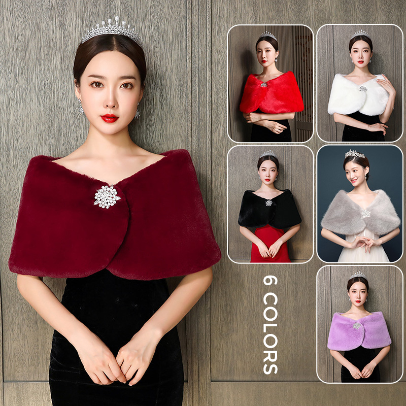 Winter Clothing Pk - Kadın Gelin Şal Düğün Pelerin Taklit