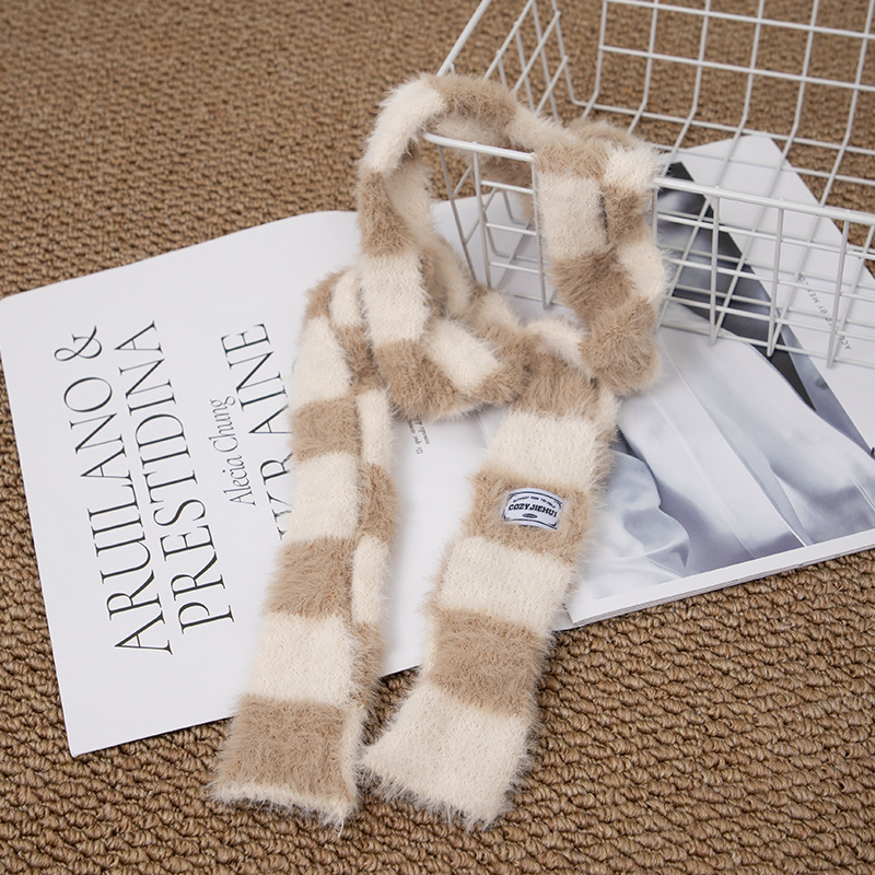 Y2k Çizgili Peluş Dar Uzun Atk - Winter Clothing Girls incelemesi ve fiyatı