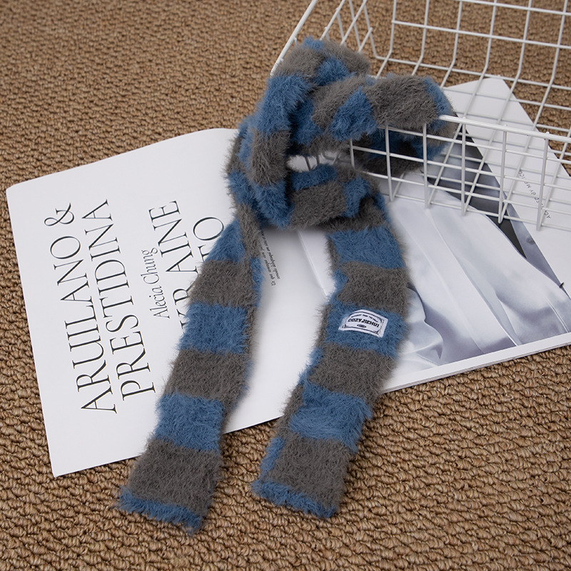 Y2k Çizgili Peluş Dar Uzun Atk - Winter Clothing Girls incelemesi ve fiyatı